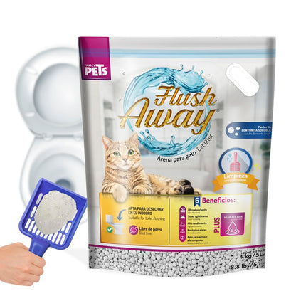 Fancy Pets Arena para Gatos de Bentonita Soluble Desechable en Inodoro Libre de Polvo 4kg Flush Away