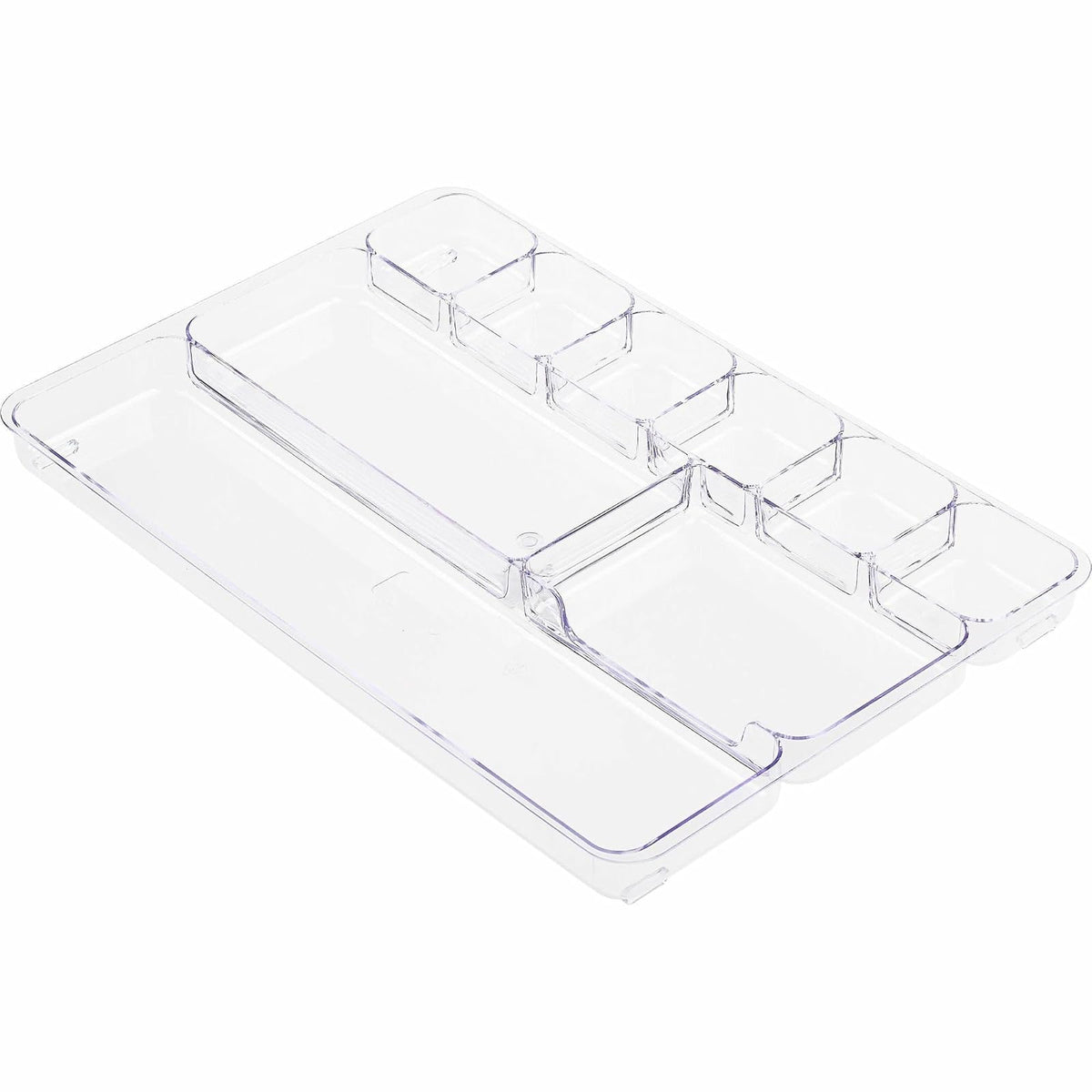 Lorell - Organizador de bandeja para cajones, 9 compartimentos, 9.4 x 14 x 1.25 pulgadas, plástico, transparente
