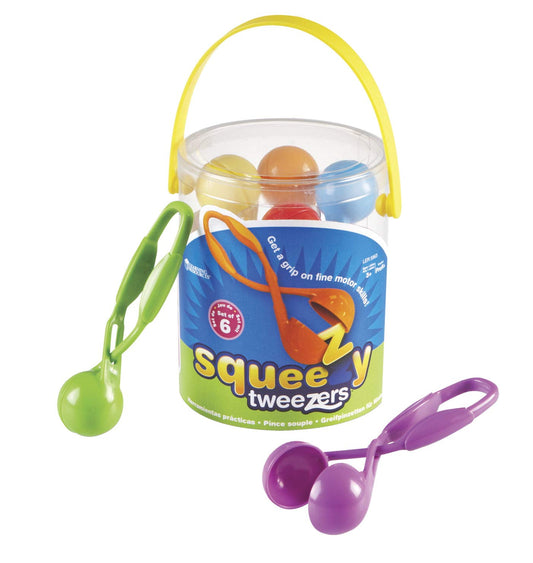 Learning Resources LPinzas Squeezy, Herramientas de Motor Fino para niños pequeños, Surtido de Colores, Conjunto de 6, Edades 3+