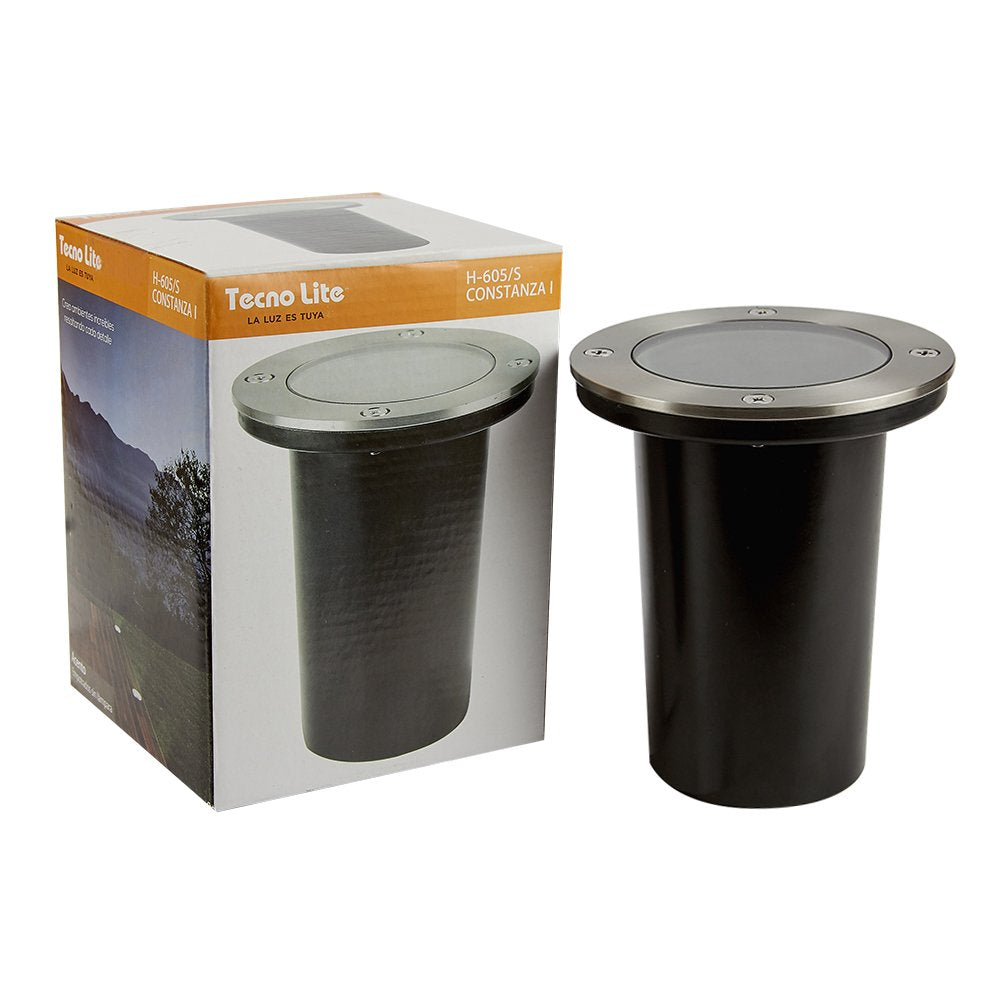 Tecnolite - Lámpara de Piso Exterior para Jardín o Patio Constanza, Emportable con Base E27, Estructura Resistente a la Interperie y la Corrosión, No Incluye Foco Color Satinado
