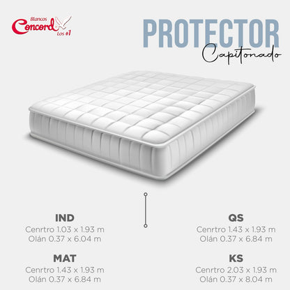 Colchas Concord Protector de Colchón, Color Blanco, 100% Poliéster, Tamaño Matrimonial, Cubre Colchón Suave Que Protege contra Polvo, Manchas y Desgaste, 1 Pieza