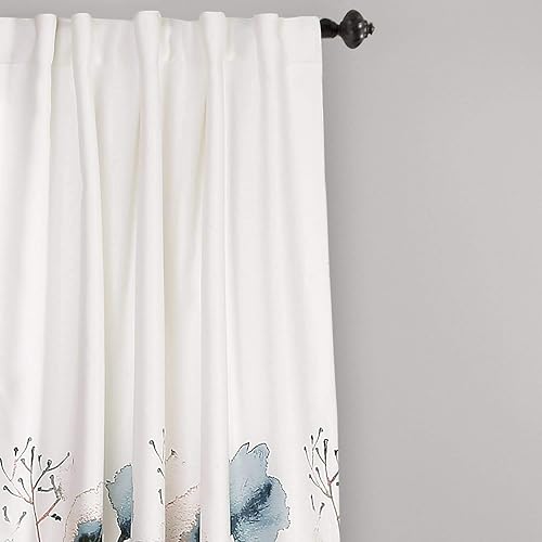Lush DÉCOR Zuri - Juego de Cortinas para Ventana de filtrado de luz para Sala de Estar, Comedor, recámara (par), 84 x 52 Pulgadas, Azul y Coral, 2 Unidades