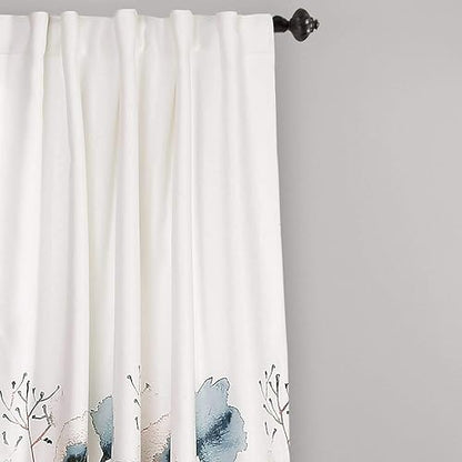 Lush DÉCOR Zuri - Juego de Cortinas para Ventana de filtrado de luz para Sala de Estar, Comedor, recámara (par), 84 x 52 Pulgadas, Azul y Coral, 2 Unidades