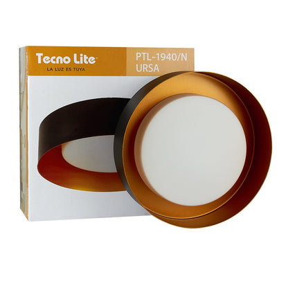 Tecnolite Lámpara LED de Techo, Lámpara para Sobreponer en Techo, Base E27 x 2, Color Negro Mate / Cobre