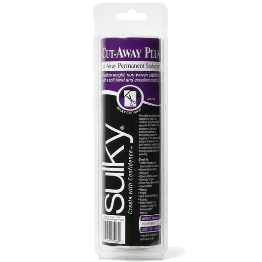 Sulky Of America Cut Away Plus Estabilizador de peso medio, 7-2 / 3in x 8yds, blanco