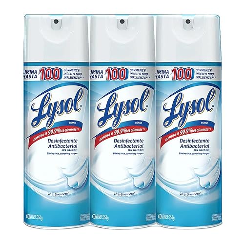 Lysol Aerosol Desinfectante Crisp Linen, 3 Pack de 354g