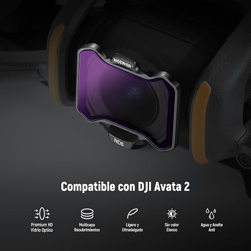 NEEWER - Juego de 4 filtros de densidad neutra compatibles con DJI Avata 2, filtros de densidad neutra ND8/ND16/ND32/ND64 accesorios para drones, vidrio HD recubierto de doble cara, sin interferencias