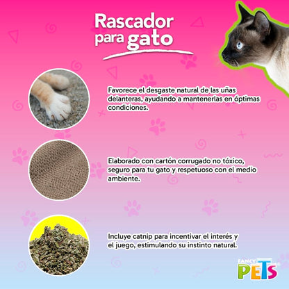 Fancy Pets Rascador de Lujo para Gato con Catnip, Cartón Corrugado No Tóxico, Tamaño Chico 41 cm