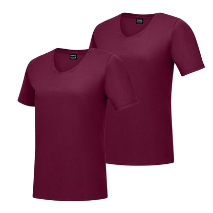 Hanes Playera Cuello en V para Mujer, 100% Algodón - Granate - XL