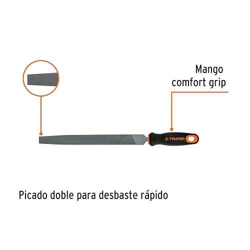Truper LPM-10T, Lima plana muza 10" con mango doble inyección