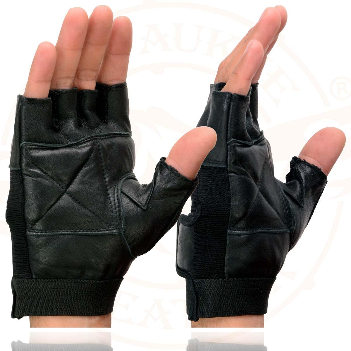 Milwaukee Leather SH217 Guantes de Motocicleta sin Dedos con Relleno de Gel para Hombre, Negro, Talla L