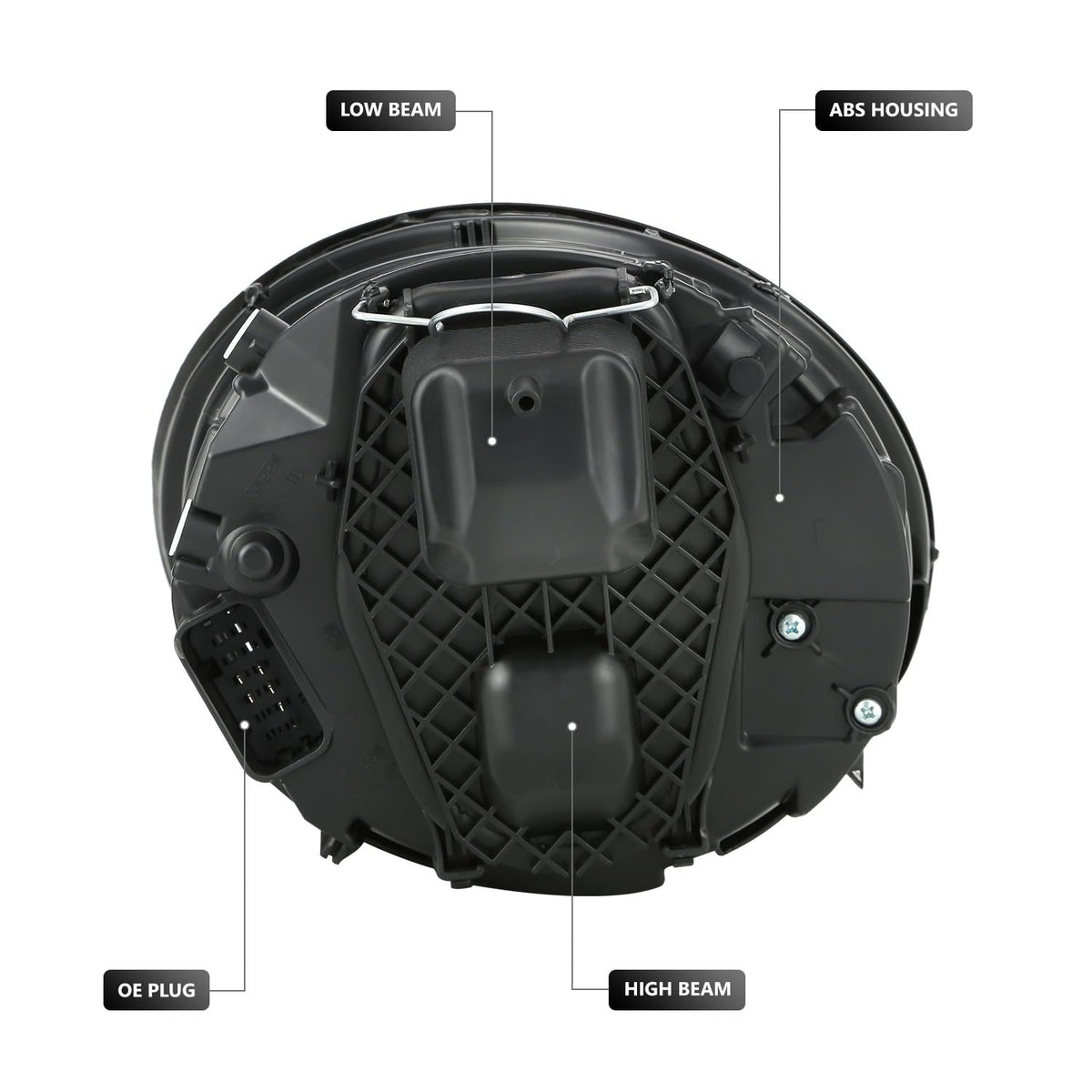 DNA MOTORING - Conjunto de Faros Delanteros de proyector Derecho Compatible con VW Beetle 2006-2010, Lente cromada/Transparente, VW2519109, OEM-HL-0337-R