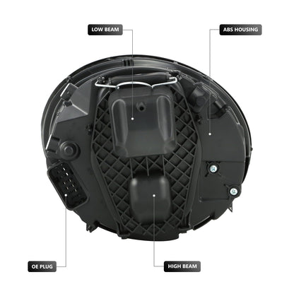 DNA MOTORING - Conjunto de Faros Delanteros de proyector Derecho Compatible con VW Beetle 2006-2010, Lente cromada/Transparente, VW2519109, OEM-HL-0337-R