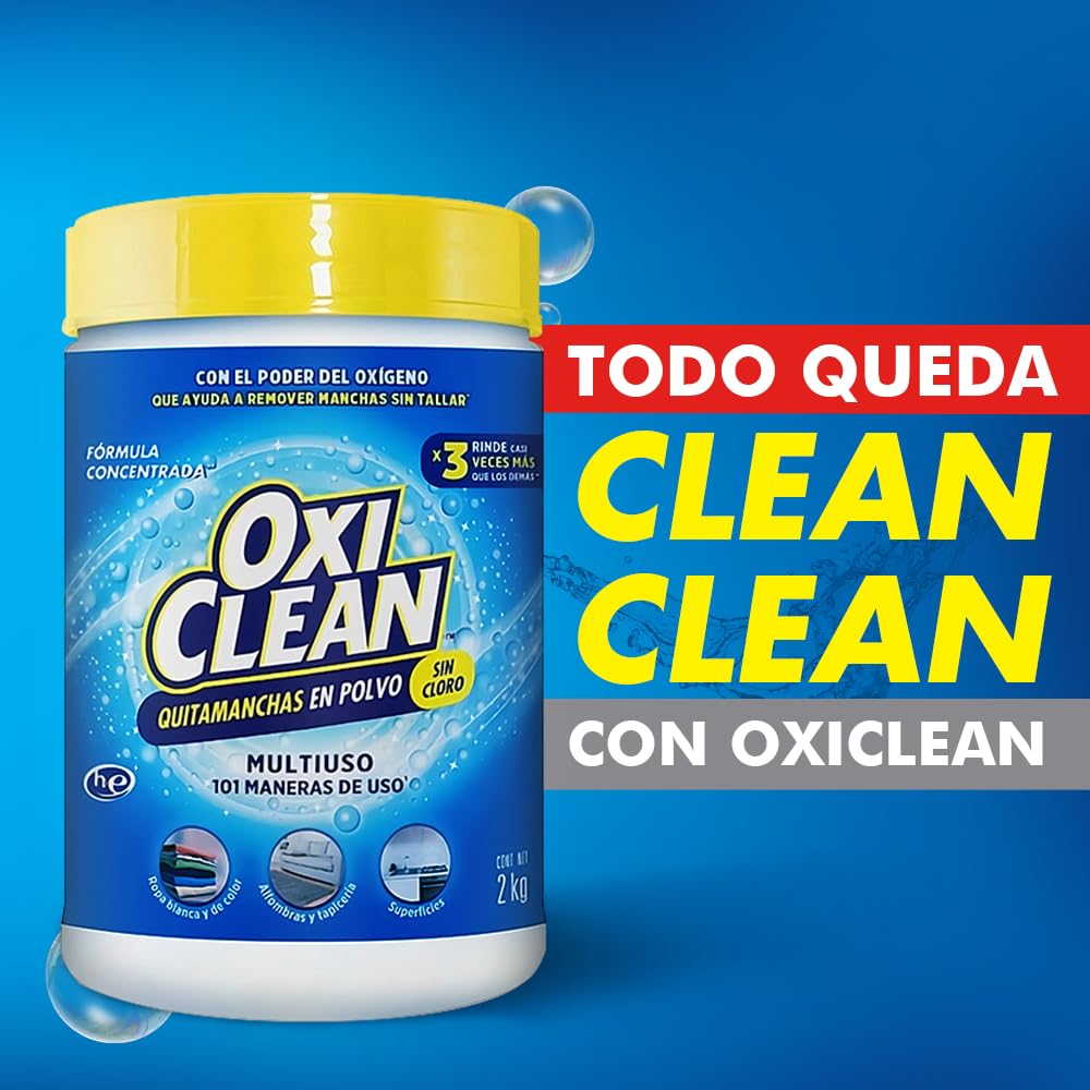 Oxiclean Versátil Quitamanchas en Polvo, Remueve Manchas De Tu Ropa, Alfombras Y Muebles Y Superficies, 2 Kg