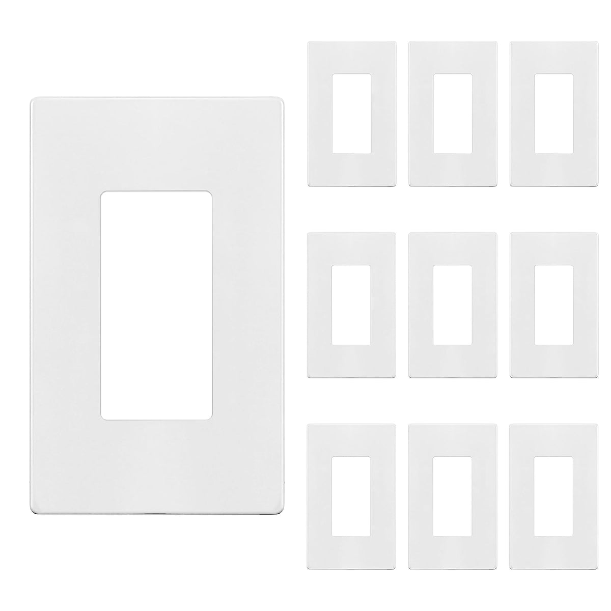 Enerlites SI8831-W-10PCS Screwless Decorator Wall Plates Child Safe Outlet Covers, 1-Gang Standard Size, Unbreakable Polycarbonate Thermoplastic, White (10 Pack) - Blanco - Tamaño estándar - 1 pandilla