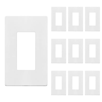 Enerlites SI8831-W-10PCS Screwless Decorator Wall Plates Child Safe Outlet Covers, 1-Gang Standard Size, Unbreakable Polycarbonate Thermoplastic, White (10 Pack) - Blanco - Tamaño estándar - 1 pandilla