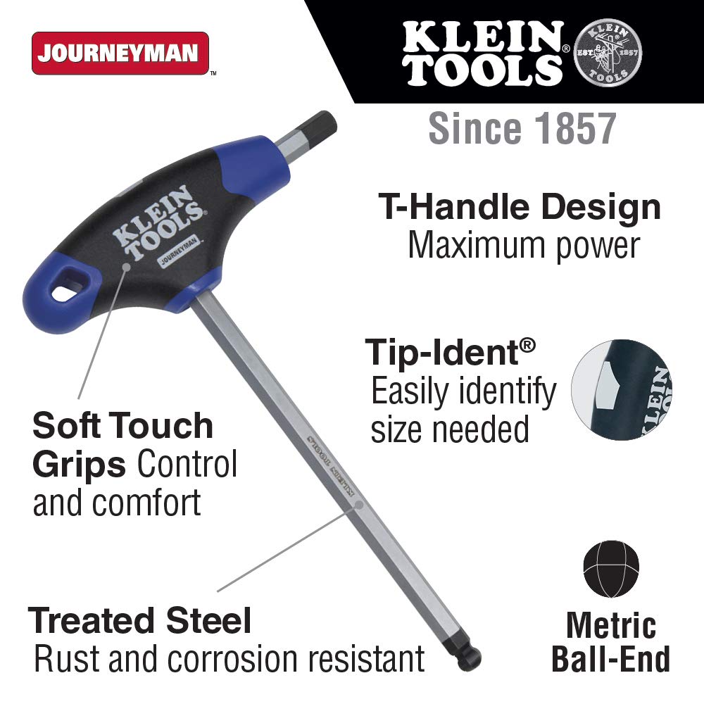 Klein Tools JTH6M25BE 2.5 MM Hex Ball-End Journeyman(TM) T-Handle 6"