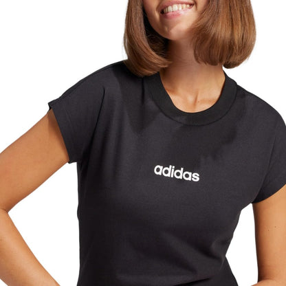 adidas Linear - Playera Deportiva para Mujer, Blanco, Rosa (Clear Pink/White), Large