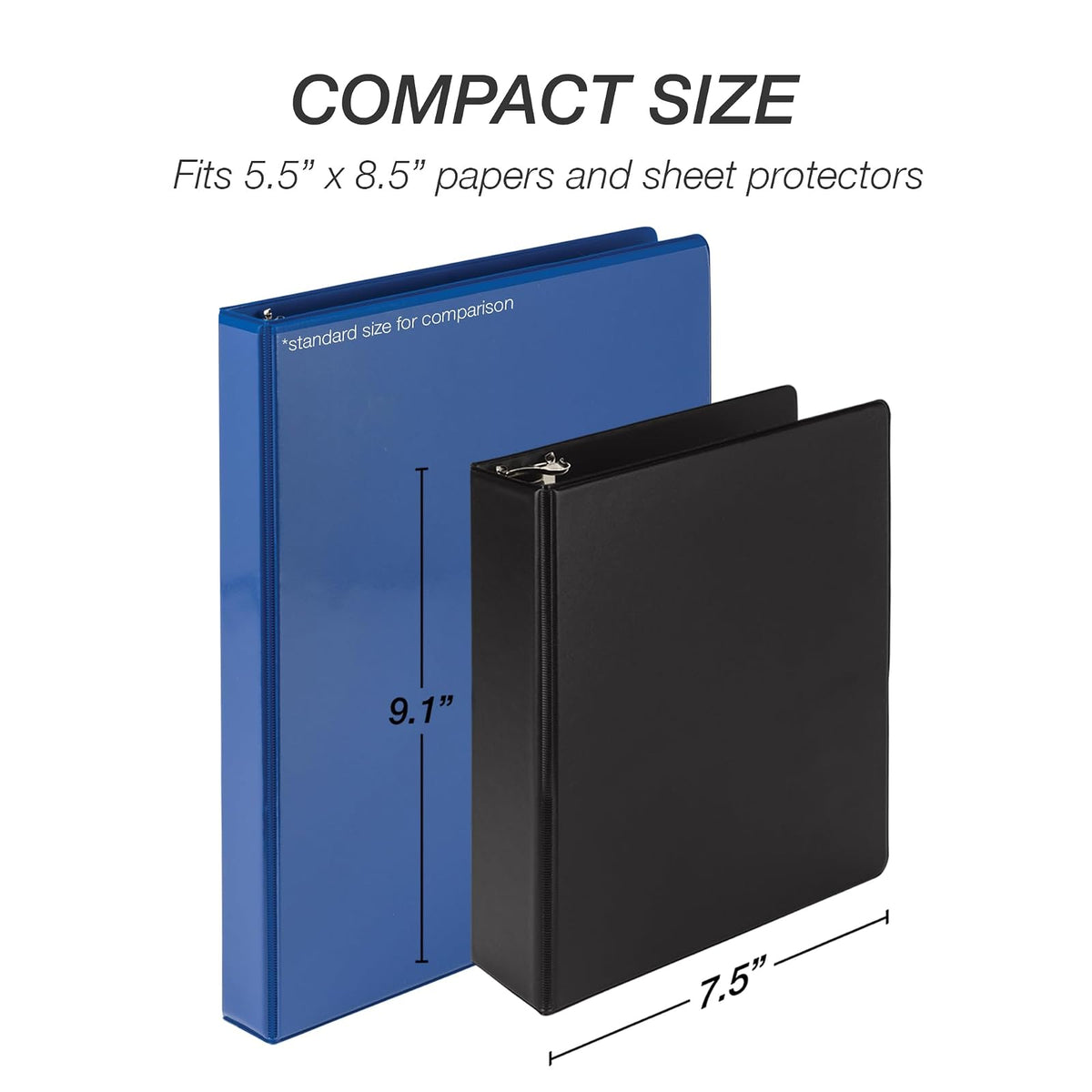 Samsill Economy - Carpeta pequeña de 3 anillas de 2 pulgadas, fabricada en los Estados Unidos, carpeta redonda de 9.1 x 7.5 pulgadas, cubierta antiadherente personalizable, color negro