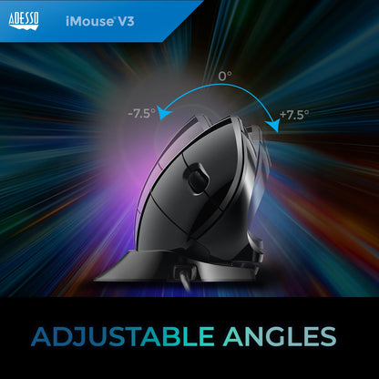 Adesso Imouse V3-TAA - Mouse ergonómico Vertical Ajustable con ángulo de muñeca (Compatible con TAA)