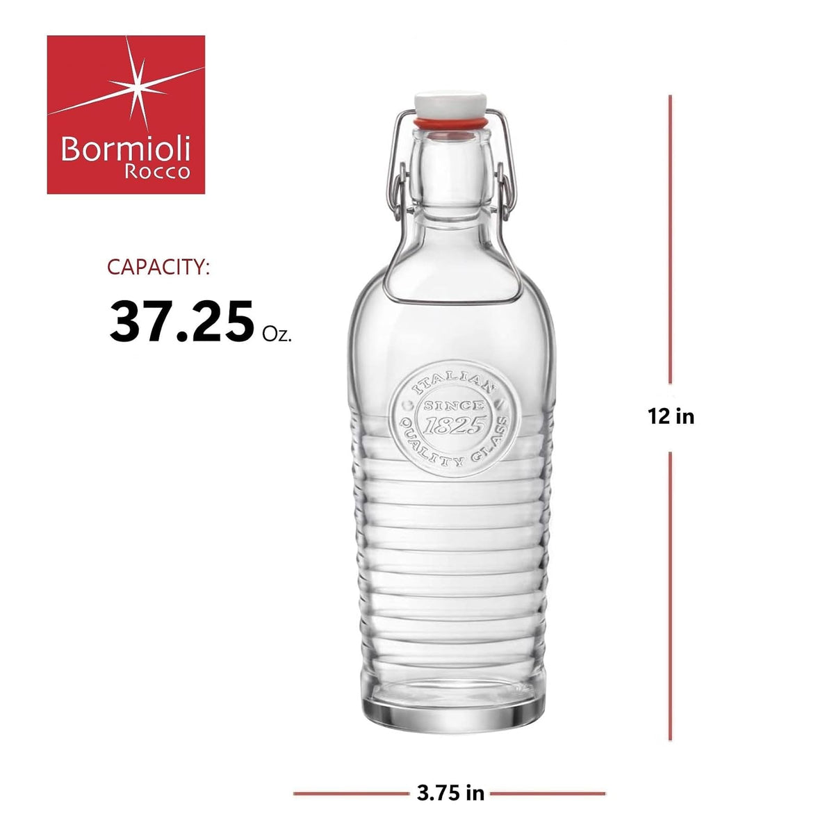 Bormioli Rocco Officina Botella para agua, 1.2 L, transparente