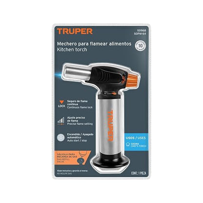 Truper SOPM-64, Mechero electrónico recargable de 60 ml, para flamear alimentos