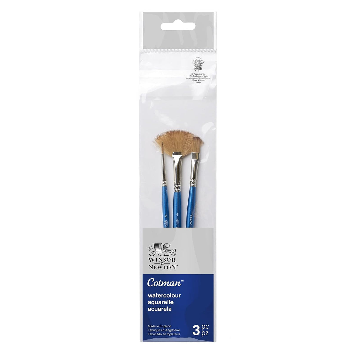 Winsor & Newton Cotman Set de 3 Pinceles Redondos Mango Corto - #3 - Mango corto