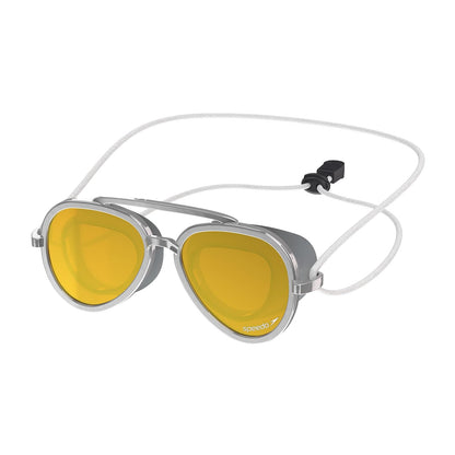 Speedo Hydrospex Bungee Goggles de Natación Infantiles - Mariner Plata - Bronce - Oro