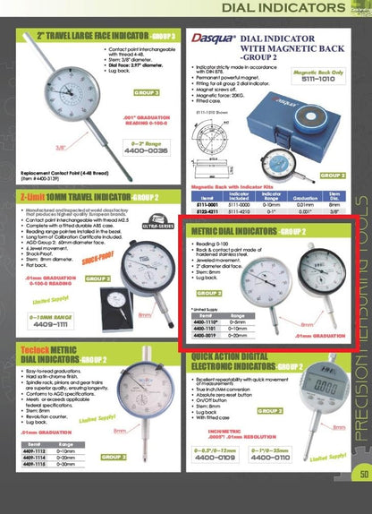 Pro Series by HHIP 4400-1101 - Indicador de esfera métrica, graduación de 0,01 mm, 0-10 mm