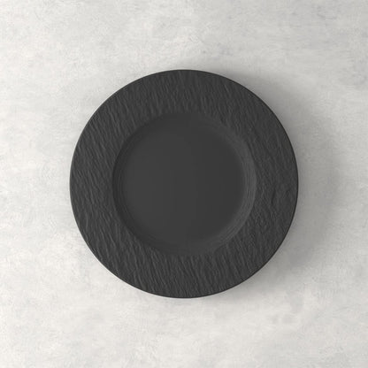 Villeroy & Boch Manufacture Rock Juego de 4 piezas, platos y cuencos, porcelana premium, fabricado en Alemania, negro mate