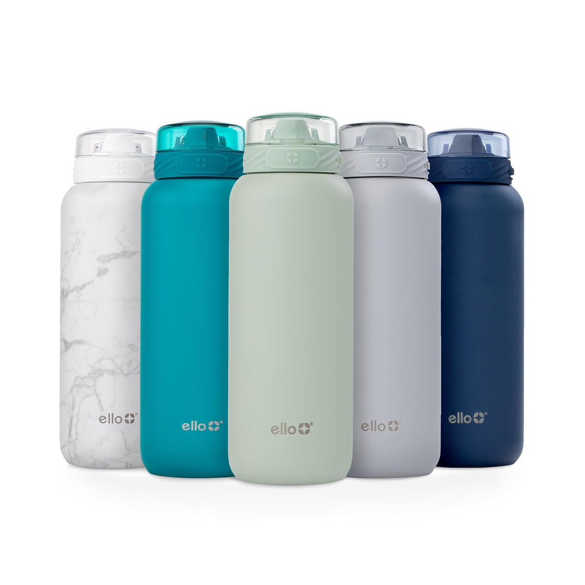 Ello Cooper - Botella de agua de acero inoxidable de 22 onzas con popote y asa de transporte, doble pared y metal aislado al aspiradora, tapa de bloqueo a prueba de fugas con boquilla de silicona