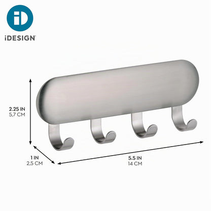 interDesign Forma Organizador de Llaves, con adherente, 4 Ganchos, de Acero Inoxidable