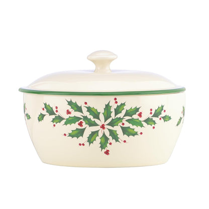Lenox Holiday Pieza para Servir de Porcelana con Acentos Dorados - Cazuela cubierta