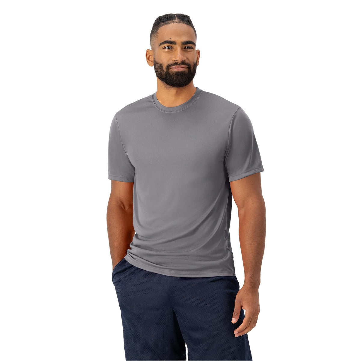 Hanes Playera Deportiva para Hombre con Tecnología Cool-Dri, Manga Corta Transpirable para Entrenamiento o Running, Color - XL - Gris