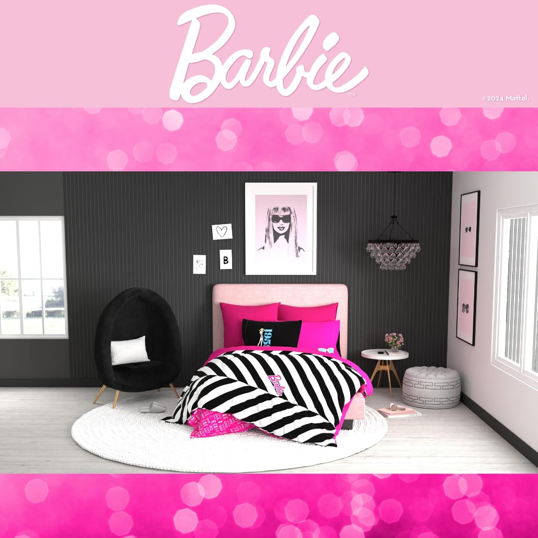 Franco Barbie 1959 - Juego de edredón y sábanas Reversibles súper Suaves y acogedores, 4 Piezas, tamaño Individual (Producto Oficial con Licencia) coleccionables