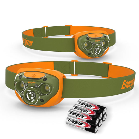 Energizer - Faros LED PRO (paquete de 2), IPX4 resistentes al agua, luz de cabeza de alto rendimiento para exteriores, camping, correr, tormenta, luz LED de supervivencia para emergencias (baterías