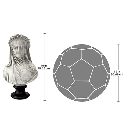 Design Toscano - Estatua de Busto para Interior, 9 Pulgadas de Ancho, 14 Pulgadas de Alto, polirresina fundida a Mano, Acabado Blanco Envejecido con una Base Pintada Negra