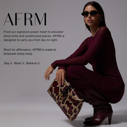 AFRM Shailene - Vestido Midi Ajustado de Malla con Cuello Alto para Mujer