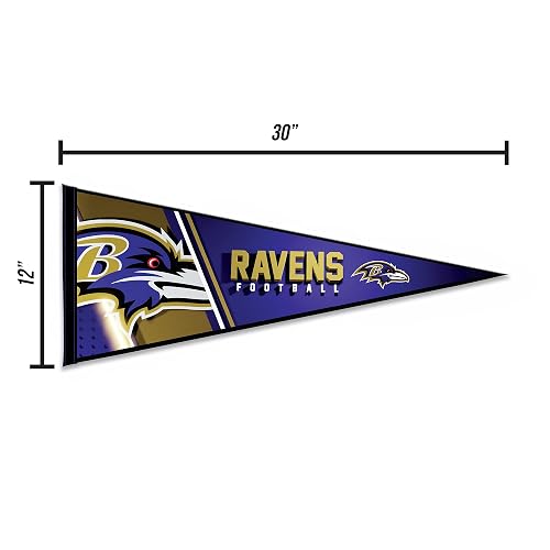 Rico Industries NFL Football Baltimore Ravens - Banderín para decoración de pared de fieltro de 12 x 30 pulgadas, ideal para decoración del hogar, habitación de cama, decoración de cuevas de hombre