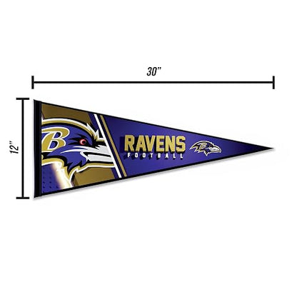 Rico Industries NFL Football Baltimore Ravens - Banderín para decoración de pared de fieltro de 12 x 30 pulgadas, ideal para decoración del hogar, habitación de cama, decoración de cuevas de hombre
