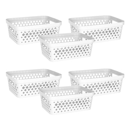 Glad - Juego de cestas de almacenamiento de plástico, paquete económico de 6 unidades | Contenedores de almacenamiento abiertos para estantes, baño, despensa, clóset, cajas organizadoras con asas, 2 - Blanco - 2 Gallon