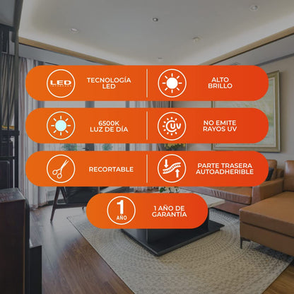 Tecnolite Tira LED Luz de Día 5 Metros 12W - Plug and Play, Uso en Interiores, No atenuable, 1 Pieza