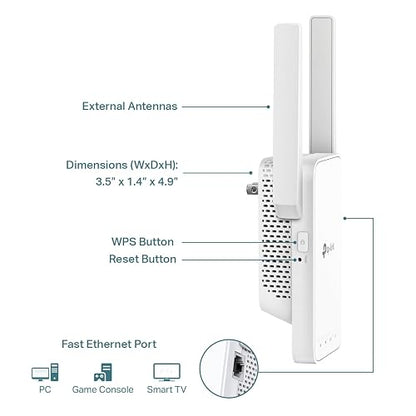 TP-Link RE315 Repetidor WiFi de Banda Dual AC1200, hasta 867 Mbps en 5GHz, Cubre hasta 1500 pies Cuadrados y 25 Dispositivos