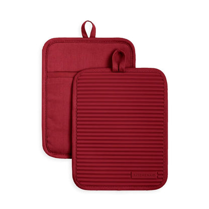 KitchenAid - Juego de 2 Soportes de Silicona Suave Acanalados, Color Rojo pimentón Ahumado, 7 x 9 Pulgadas
