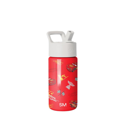 Simple Modern Summit Botella de Agua con Popote para Niños, Acero Inoxidable - Disney-Cars Lightning Speed - 0.4 Litros