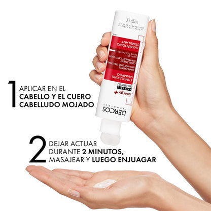 Vichy Dercos Energy+ Shampoo Dermatológico Anti-Caída y Estimulante 200ml | Trata la Caída y Estimula Crecimiento del Cabello, con Aminexil y Niacinamida, Aporta Fuerza y Volumen