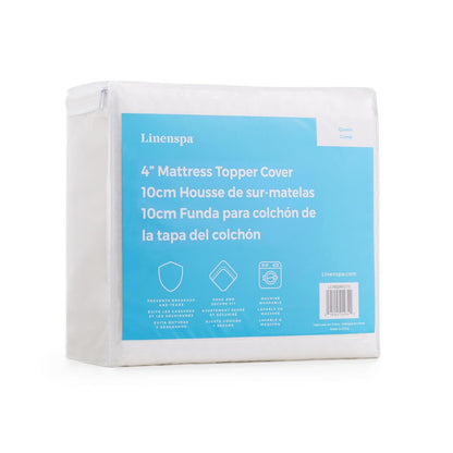 Linenspa - Funda de colchón Individual XL, 4 Pulgadas, Lavable a máquina, Transpirable, Antideslizante, Funda para colchón con Cierre, Solo Funda para cubrecolchón
