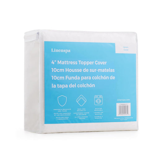 Linenspa - Funda de colchón Individual XL, 4 Pulgadas, Lavable a máquina, Transpirable, Antideslizante, Funda para colchón con Cierre, Solo Funda para cubrecolchón