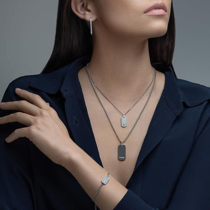 Tommy Hilfiger - Pulsera para Mujer 2780863 - Acero Inoxidable con Cristales Pavé - Diseño de Cadena con Placa de Identificación y Cierre de Langosta