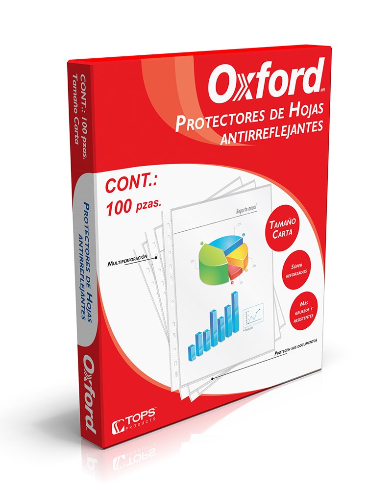 Oxford 64000 Protector de Hojas Antirreflejante 11 Perforaciones, Tamaño Carta, Caja de 100
